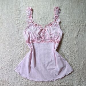 NWT 2000s baby pink hibiscus cami top